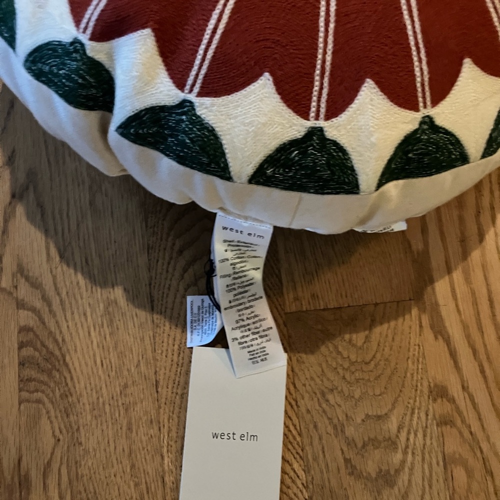 West Elm Andrew Luddick Crewel Round Holiday Folk Pillow - Picture 3 of 3